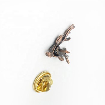 立體仿古銅鋅合金屬徽章-蝴蝶帽胸章-麋鹿造型_4