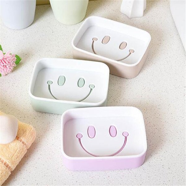桌上型雙層塑料肥皂盒-笑臉長方形_1