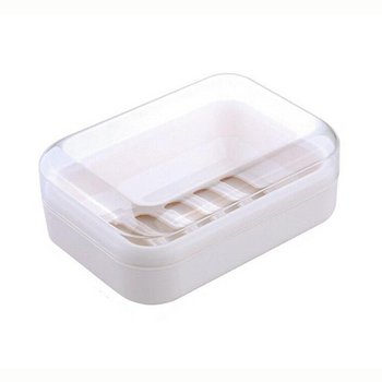 帶蓋款(透明蓋)雙層塑料肥皂盒-長方形_0