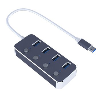 USB 3.0接口HUB集線器-4USB-鋁合金材質-獨立開關_0