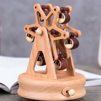 旋轉木馬造型木製音樂盒_3