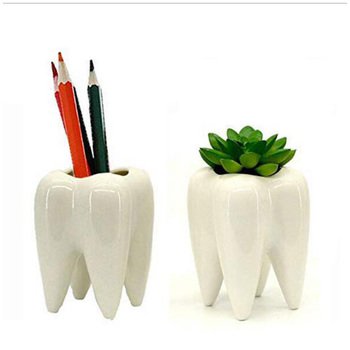 牙齒造型陶瓷筆筒_0
