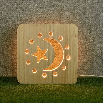 小夜燈-方形3D簍空床頭燈/木製LED燈-客製化禮贈品_2