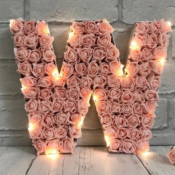 粉色布玫瑰LED字母擺飾-婚禮小物裝飾_1
