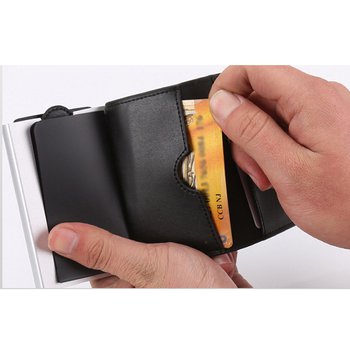 RFID防盜卡片夾-手拉式PU皮革+鋁製卡套_5