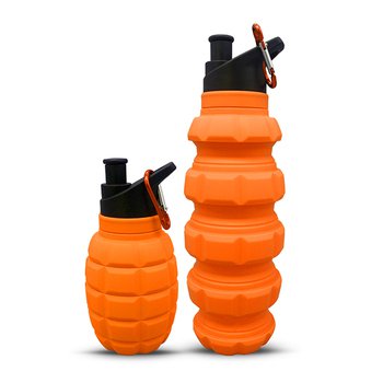 580ml手榴彈造型可摺疊水瓶-食品級有機矽膠水壺_0