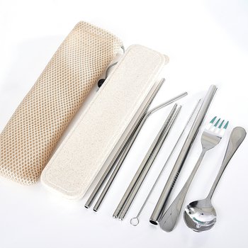 不鏽鋼吸管餐具-7件組吸管湯叉筷子組-餐盒+網袋-304不鏽鋼原色_0
