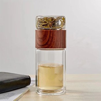 250ml木蓋雙層玻璃 | 茶水分離杯(客製化印刷LOGO)_4