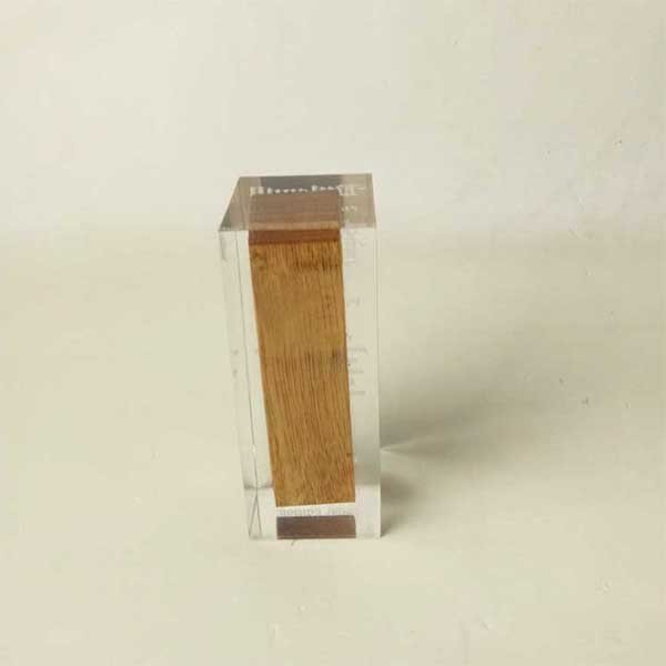 方型透明壓克力木製紙鎮_3