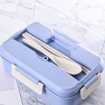 單層3格小麥餐盒-附小麥餐具筷勺二件式便攜環保盒-可客製化印刷logo_1