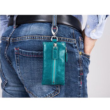 鑰匙包-真皮雙拉鍊式鑰匙收納扣皮夾-可客製化印刷LOGO_5