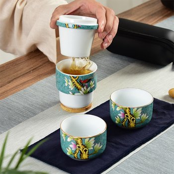 150ml一壺兩杯陶瓷茶具組-附濾茶器+茶葉罐+杯墊_2
