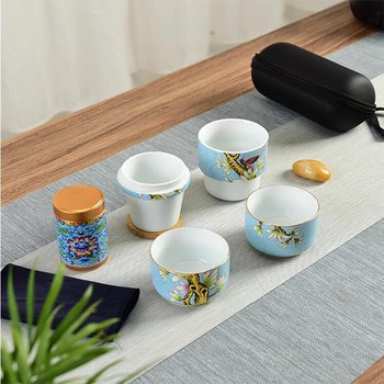 150ml一壺兩杯陶瓷茶具組-附濾茶器+茶葉罐+杯墊_3