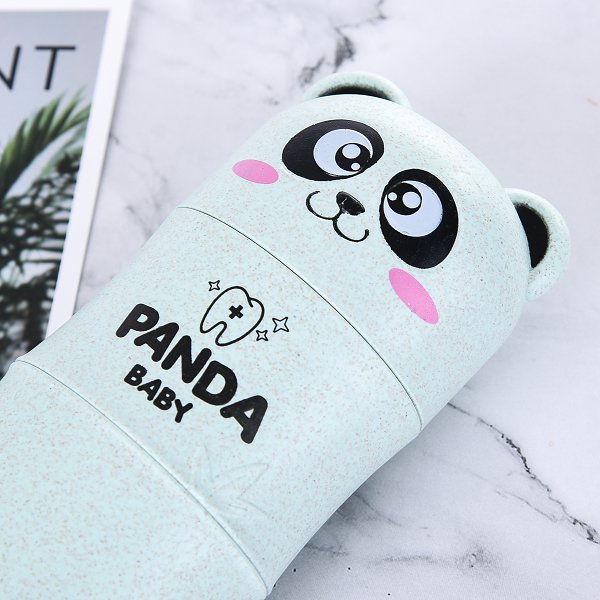 環保小麥熊貓造型旅行牙刷組-4