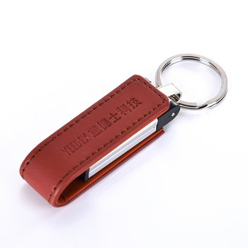 皮製隨身碟-鑰匙圈禮贈品USB-金屬環皮革材質隨身碟-客製隨身碟容量-採購訂製印刷推薦禮品_2