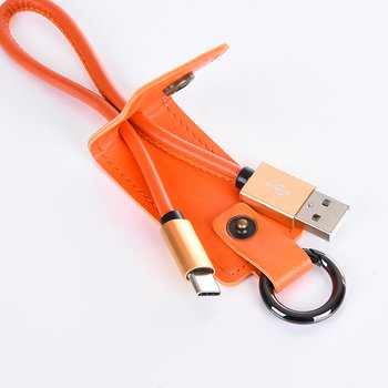 伸縮拉繩皮革鑰匙圈充電線-可客製化印刷/烙印LOGO(同55AA-0017)_2