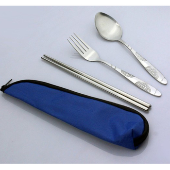 不鏽鋼餐具3件組-筷.叉.匙-附帆布三角拉鍊收納袋-預算1萬元內_0