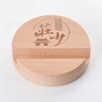 木製手機架-圓形造型-可印刷logo_0