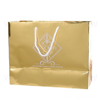 150g單面亮金箔紙袋-W30xH 24xD13cm-單面亮膜手提袋-客製化紙袋設計_0