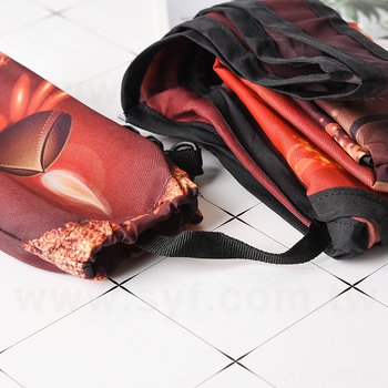 肩揹摺疊環保袋-75D雙透布-雙面彩色印刷購物袋-含掛勾(附小收納袋)_1