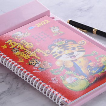 中式桌曆-直式粉紅/藍/黑色可選-燙金印刷_7