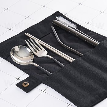 簡約捲式布袋黑色手柄餐具組-6件組-學校專區-國立成功大學(同73AA-0045)_3