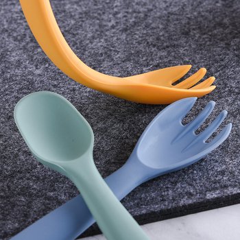 北歐風食品級矽膠餐具2件組(兒童餐具)-叉.匙-無收納盒_1