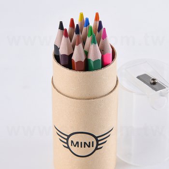 12色短色鉛筆-牛皮紙圓筒+削鉛筆器透明蓋_3
