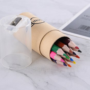 12色短色鉛筆-牛皮紙圓筒+削鉛筆器透明蓋_4