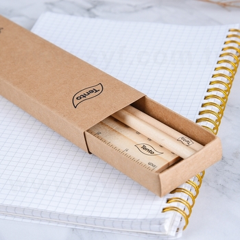 文具組-原木兩切鉛筆-木尺-橡皮擦-削鉛筆器-牛皮紙盒包裝-可印LOGO_1