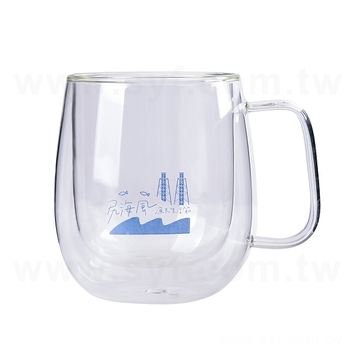 雙層玻璃杯-350ml雙層玻璃杯直徑8x高11cm(手把)-可客製化印刷LOGO(同59VA-0101)_0