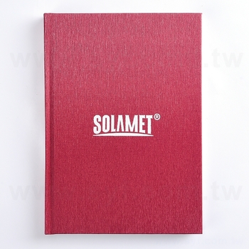 筆記本-尺寸25K紅色柔紋皮精裝硬殼-封面燙印+內頁模造紙-客製化記事本_0