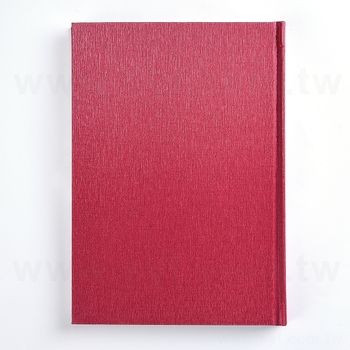 筆記本-尺寸25K紅色柔紋皮精裝硬殼-封面燙印+內頁模造紙-客製化記事本_1