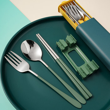 304不鏽鋼餐具3件組-筷.叉.匙-附滑蓋PP塑膠收納盒-掛勾設計_2