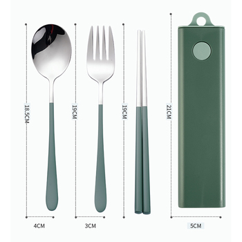 304不鏽鋼餐具3件組-筷.叉.匙-附滑蓋PP塑膠收納盒-掛勾設計_7