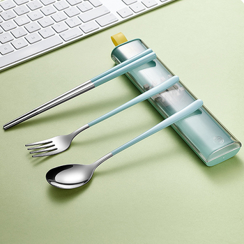 304不鏽鋼餐具3件組-筷.叉.匙-附滑蓋塑膠收納盒-掛勾設計_0