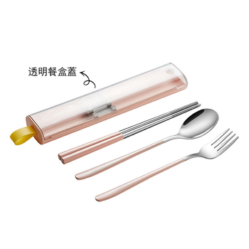 304不鏽鋼餐具3件組-筷.叉.匙-附滑蓋塑膠收納盒-掛勾設計_5