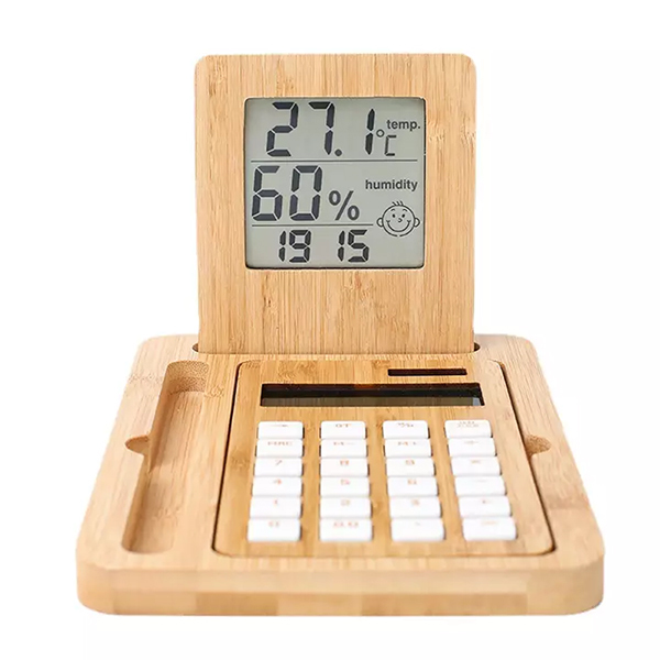 天然竹計算器溫濕度時鐘計算機​_1