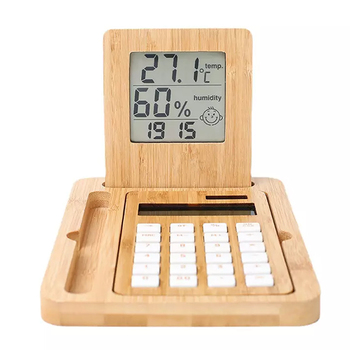 天然竹計算器溫濕度時鐘計算機​_0