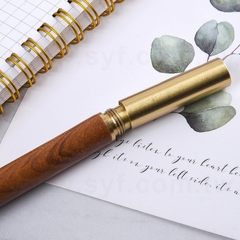 開蓋式木製黃銅單色筆-可印刷logo_2