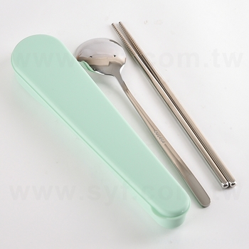 304不鏽鋼餐具-筷子.勺子2件組-附塑膠收納盒_0