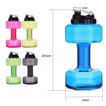 2200ml啞鈴造型重量水瓶-塑膠健身房運動水杯-透明塑膠運動水瓶_2