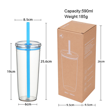 450ml/590ml單層Tritan吸管杯-多色糖果吸管水杯_4