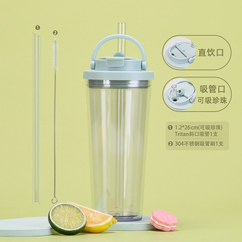 雙飲雙層塑膠吸管杯-可吸珍珠奶茶杯_8