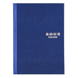 筆記本-尺寸25K藍色柔紋皮方背精裝硬殼-封面燙印-客製化記事本