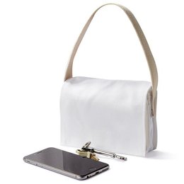 色帆布書包-小型手提書包/拉鍊夾層+漂白色-單面單色印刷