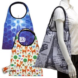 肩揹摺疊環保袋-75D染白雙透布-雙面彩色印刷手提袋