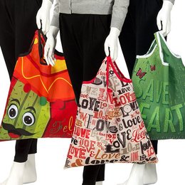 手提摺疊環保袋-75D雙透布-雙面彩色印刷購物袋(附小收納袋)