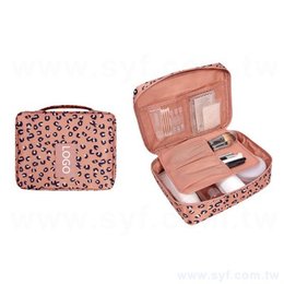 粉色豹紋化妝包/折疊式防水旅行收納盥洗包-21x16x8cm-可客製化印刷企業LOGO或宣傳標語