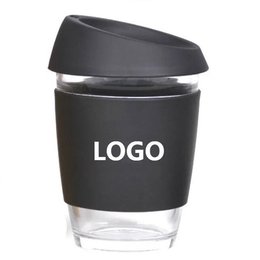 350ml矽膠玻璃咖啡杯-可客製化印刷企業LOGO或宣傳標語